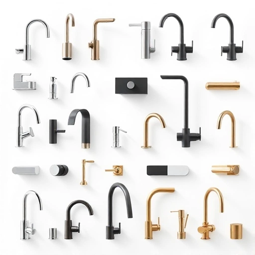 A diverse collection of modern and traditional faucets displayed on a clean white background, showcasing various styles, finishes (chrome, matte black, brushed nickel, gold), and designs (single-handle, double-handle, wall-mounted, pull-down, touchless), arranged neatly to highlight variety and quality, soft natural lighting, high detail, photorealistic