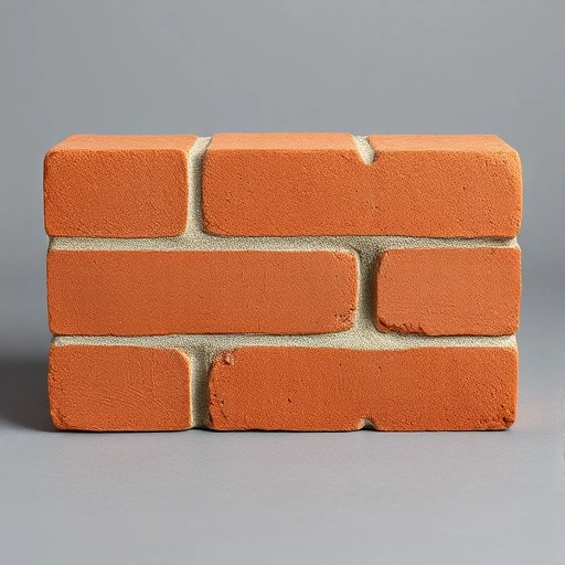 A close-up of a single solid facing brick with a textured surface, warm reddish-brown color, placed on a neutral gray background, soft natural lighting, high detail, no text or labels
