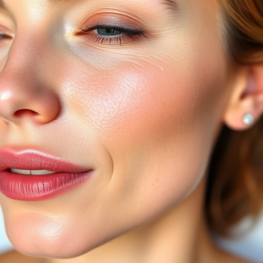 A close-up of a woman's face showing smooth, radiant skin after a chemical peel, with subtle visible exfoliation and a healthy glow, soft natural lighting, dermatology clinic background, no text or symbols