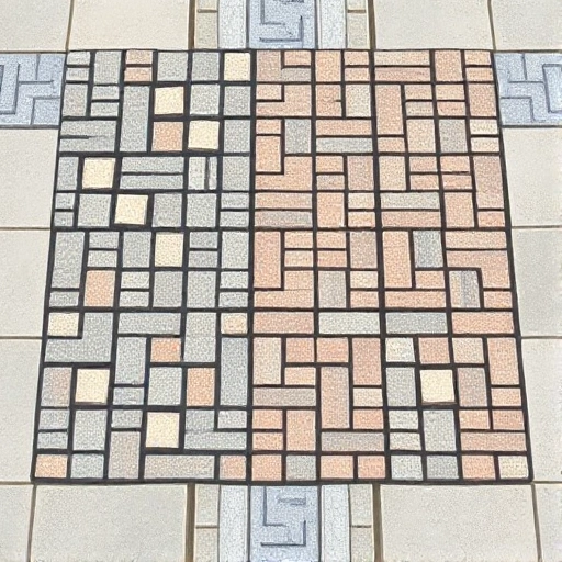 A clean, high-quality illustration of various types of paving tiles used for sidewalks, including cobblestone, concrete pavers, brick-patterned tiles, and interlocking stone slabs, arranged neatly on a flat surface with soft natural lighting, showing texture and color variations in grayscale and earth tones, no text, no labels, no people, no vehicles, no background distractions